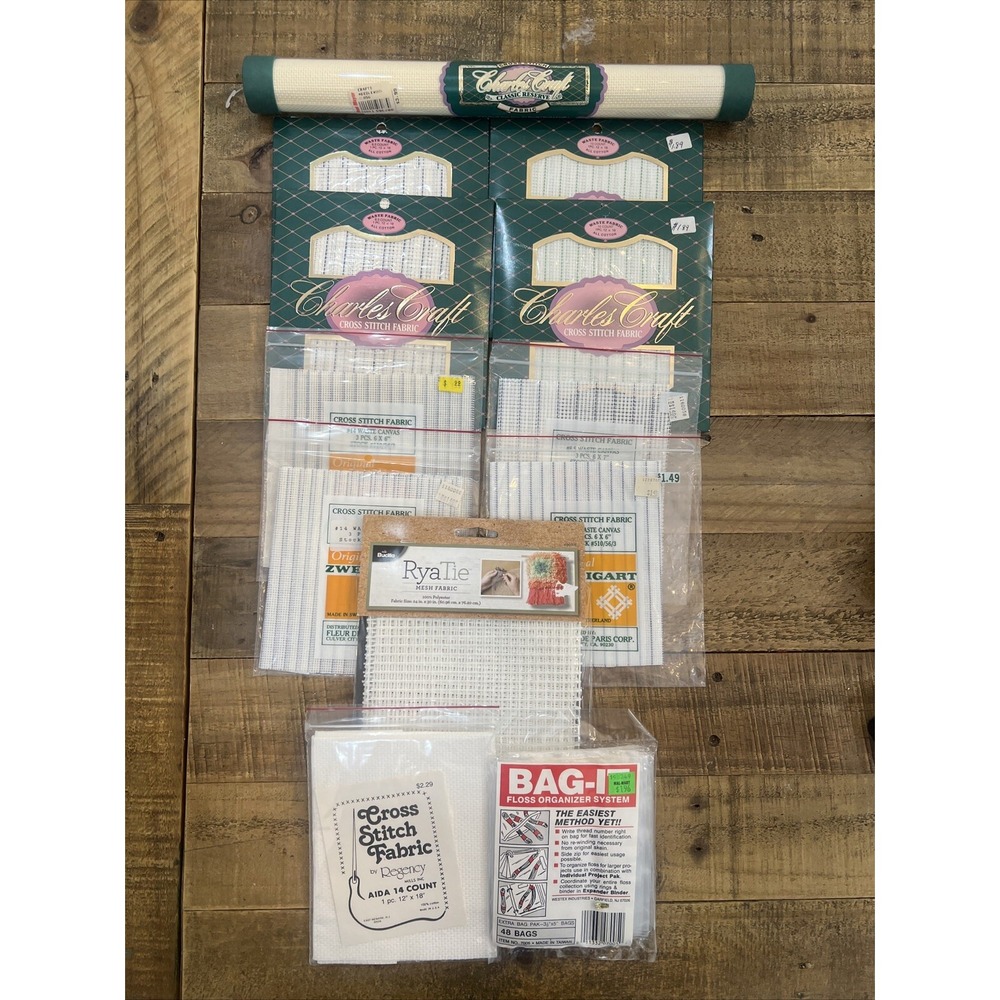 Charles Craft Cross Stitch Fabric Mixed 12 Piece Lot